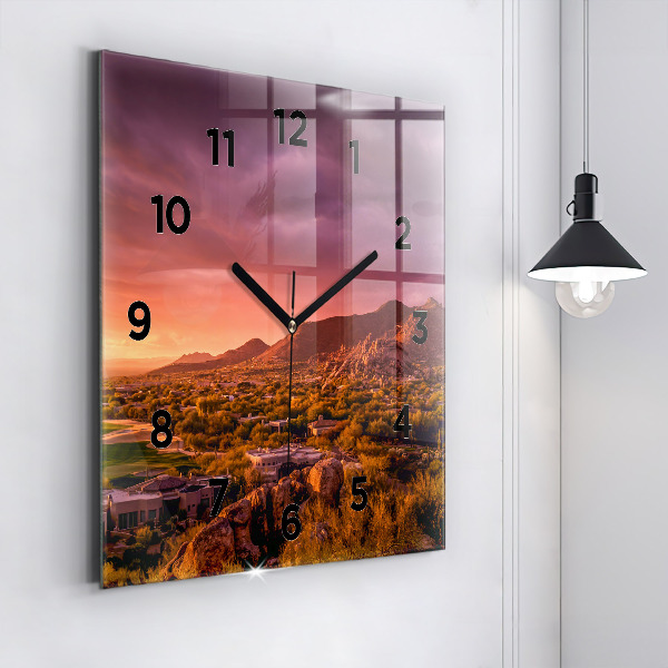 Square wall clock North Scottsdale Sunset