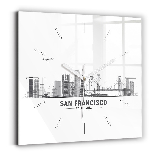 Square wall clock San Francisco Skyline