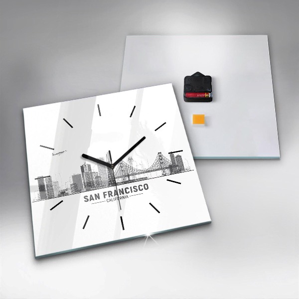 Square wall clock San Francisco Skyline