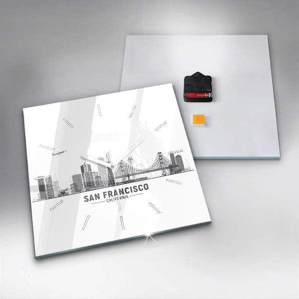 Square wall clock San Francisco Skyline