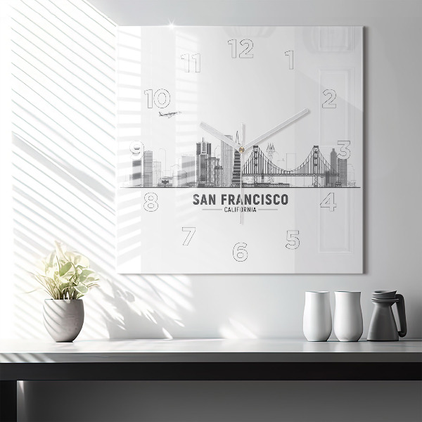 Square wall clock San Francisco Skyline