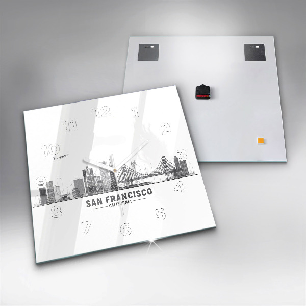 Square wall clock San Francisco Skyline