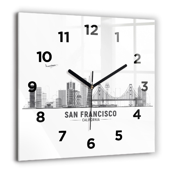 Square wall clock San Francisco Skyline