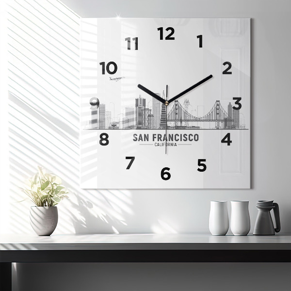 Square wall clock San Francisco Skyline