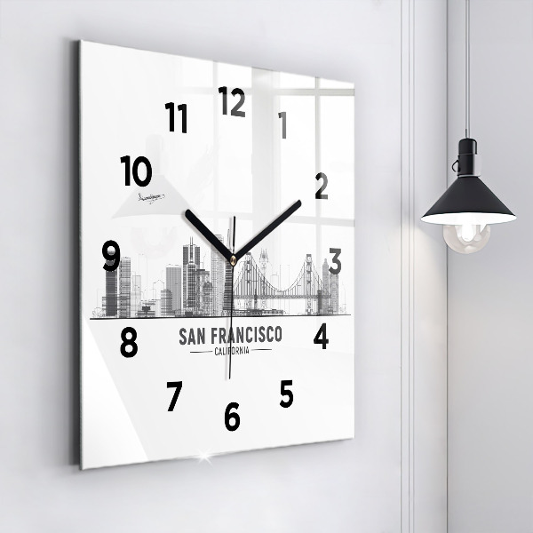 Square wall clock San Francisco Skyline