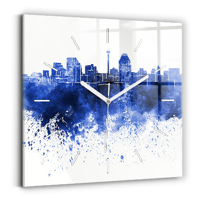 Square wall clock San Antonio Watercolors