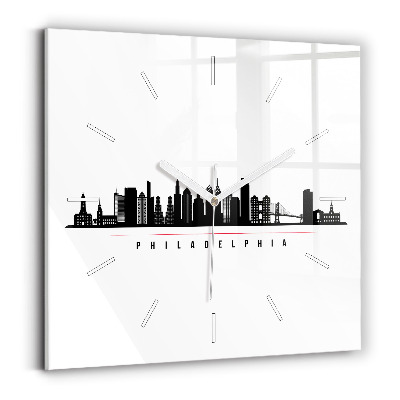 Square wall clock Philadelphia illustration