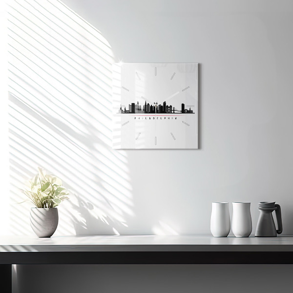 Square wall clock Philadelphia illustration