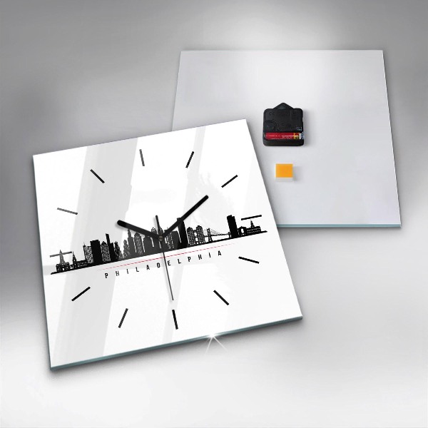 Square wall clock Philadelphia illustration