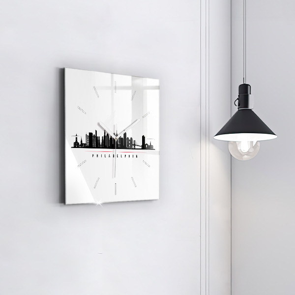 Square wall clock Philadelphia illustration