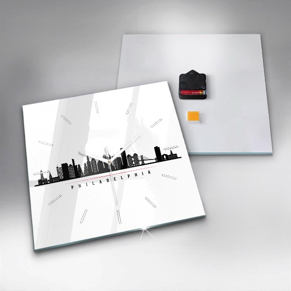 Square wall clock Philadelphia illustration