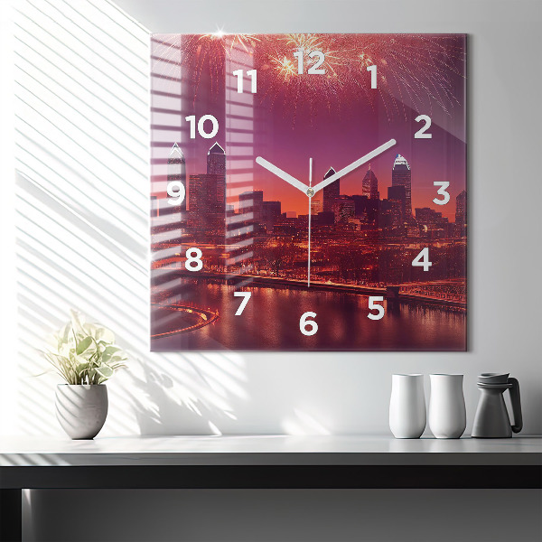 Square wall clock Philadelphia City at Night
