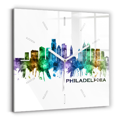 Square wall clock Colorful Philadelphia