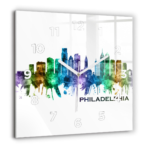 Square wall clock Colorful Philadelphia