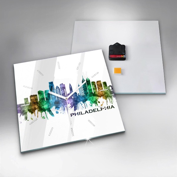 Square wall clock Colorful Philadelphia