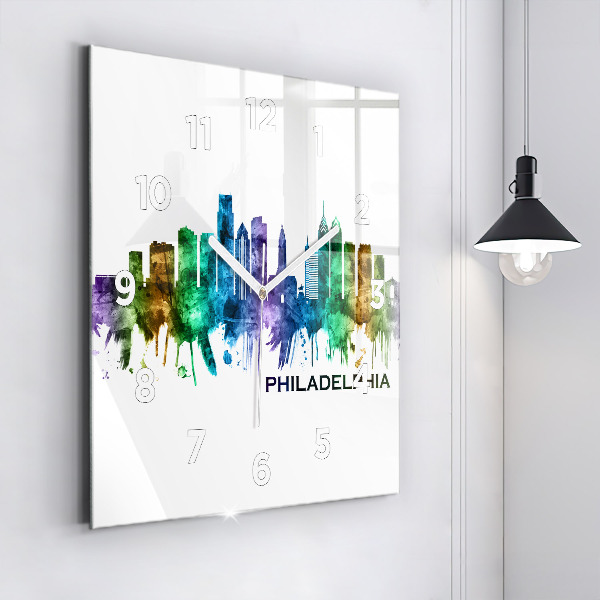 Square wall clock Colorful Philadelphia