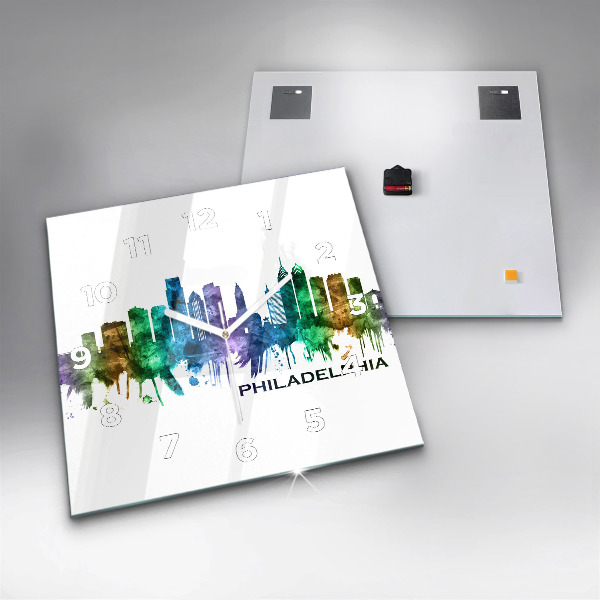 Square wall clock Colorful Philadelphia