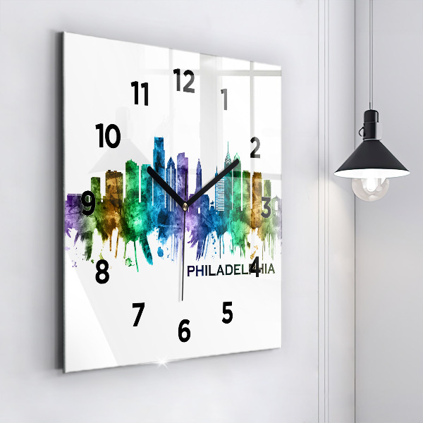 Square wall clock Colorful Philadelphia