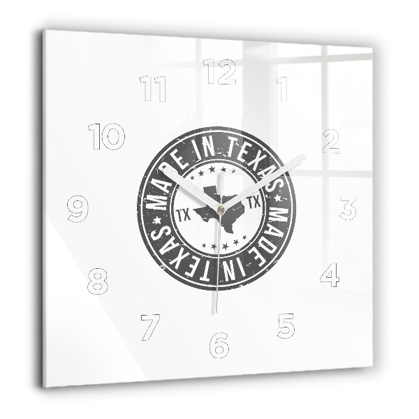 Square wall clock Texas stamp