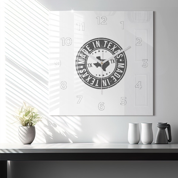 Square wall clock Texas stamp