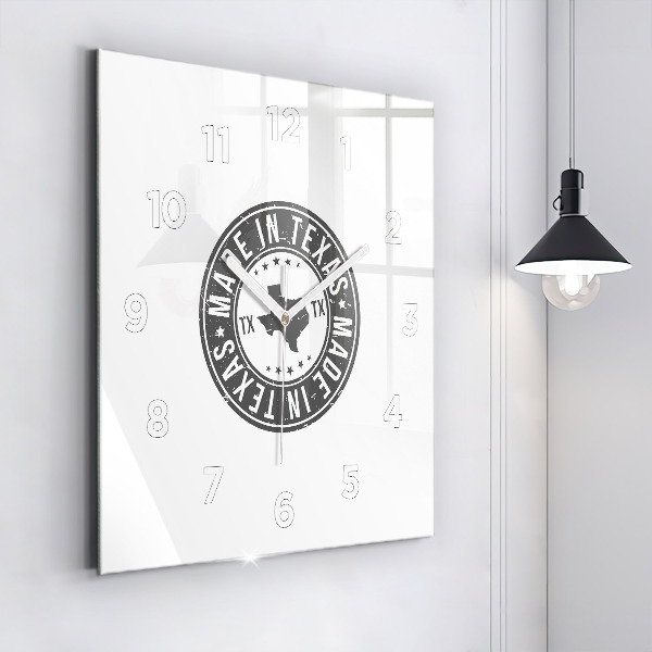 Square wall clock Texas stamp
