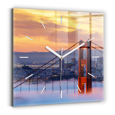 Square wall clock San Francisco Bridge