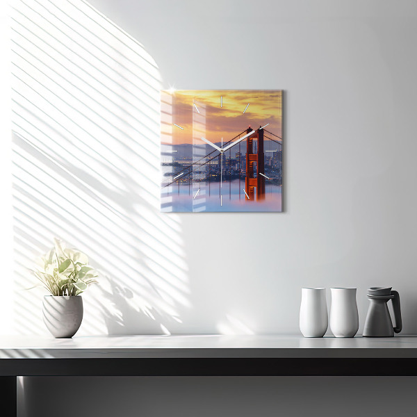 Square wall clock San Francisco Bridge
