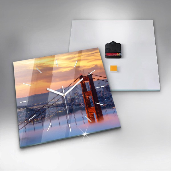 Square wall clock San Francisco Bridge