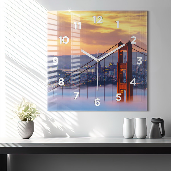 Square wall clock San Francisco Bridge