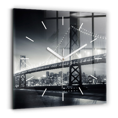 Square wall clock San Francisco Bridge at Night
