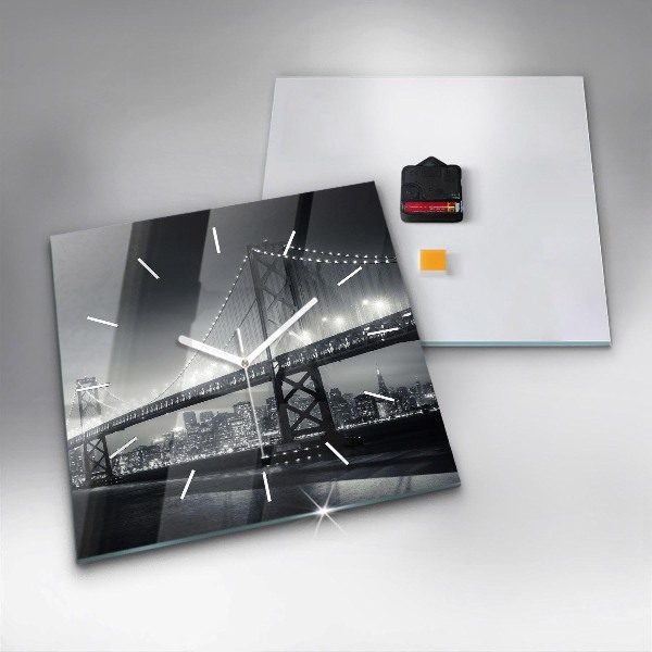 Square wall clock San Francisco Bridge at Night