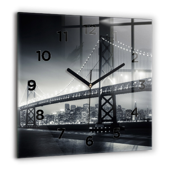 Square wall clock San Francisco Bridge at Night