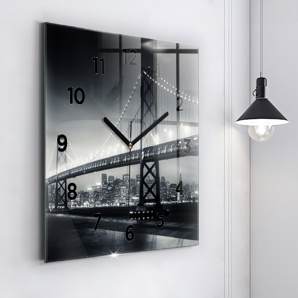 Square wall clock San Francisco Bridge at Night