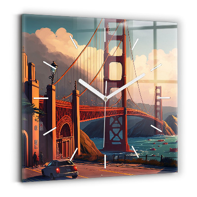 Square wall clock San Francisco Bridge