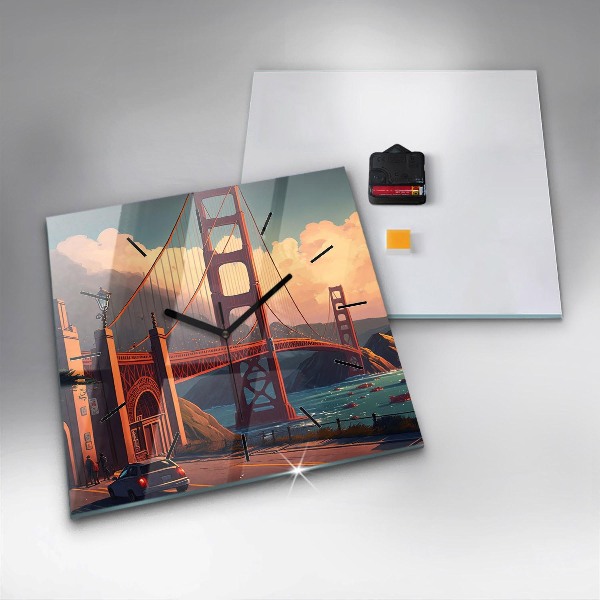 Square wall clock San Francisco Bridge