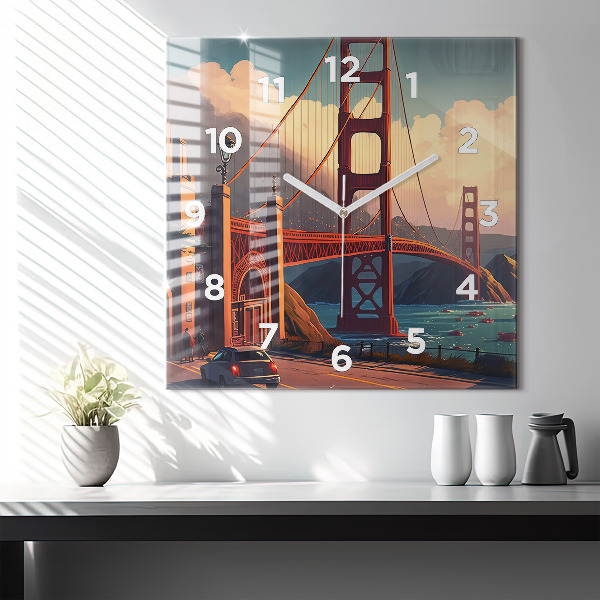 Square wall clock San Francisco Bridge