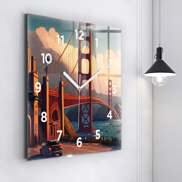 Square wall clock San Francisco Bridge