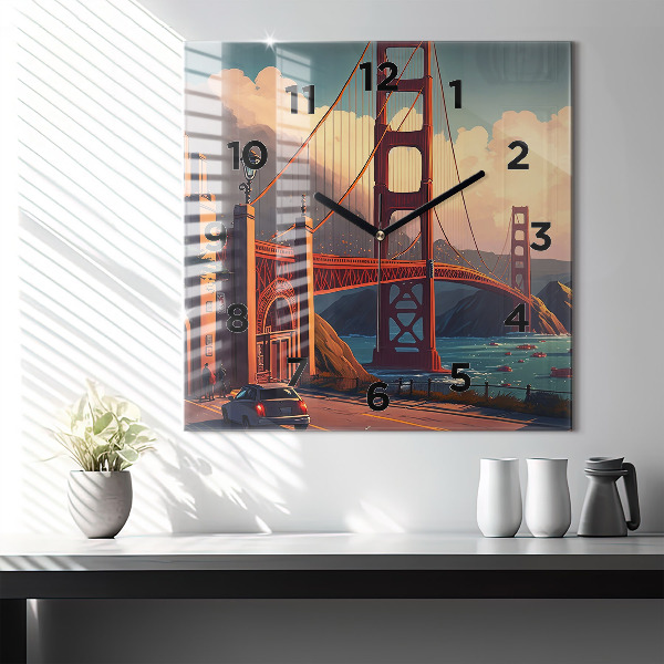 Square wall clock San Francisco Bridge