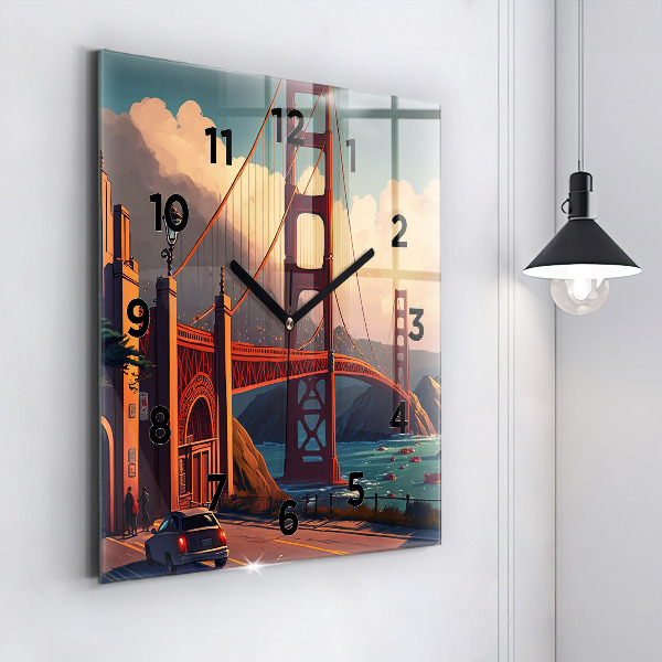 Square wall clock San Francisco Bridge