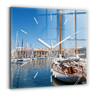 Square wall clock Marina in Marseille France