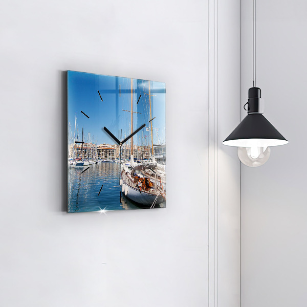 Square wall clock Marina in Marseille France