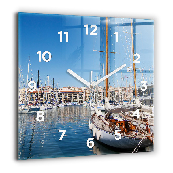 Square wall clock Marina in Marseille France