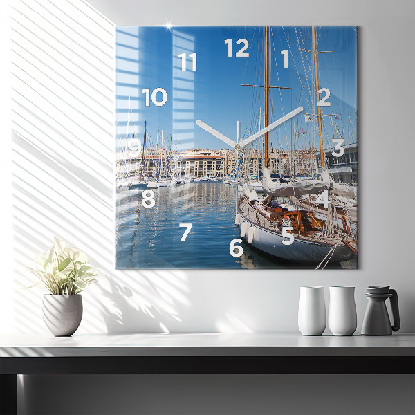 Square wall clock Marina in Marseille France