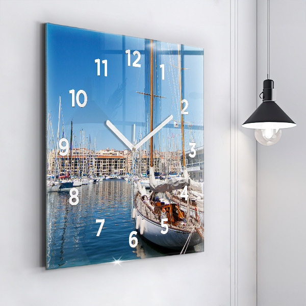 Square wall clock Marina in Marseille France