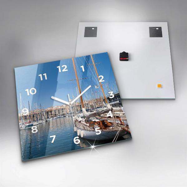Square wall clock Marina in Marseille France