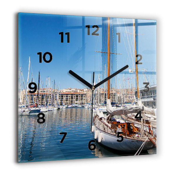 Square wall clock Marina in Marseille France