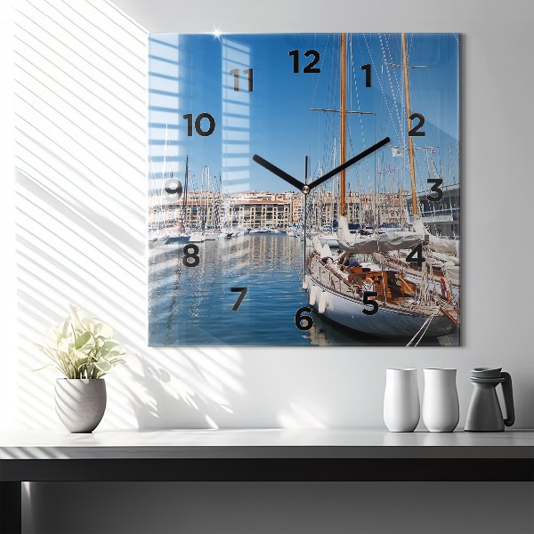 Square wall clock Marina in Marseille France