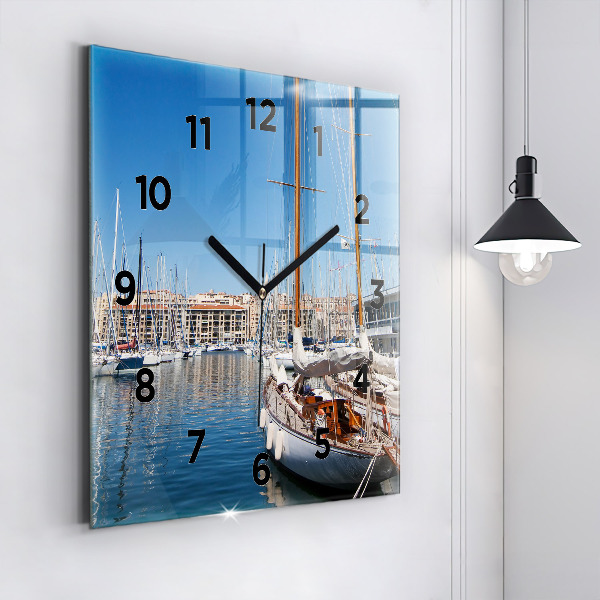 Square wall clock Marina in Marseille France