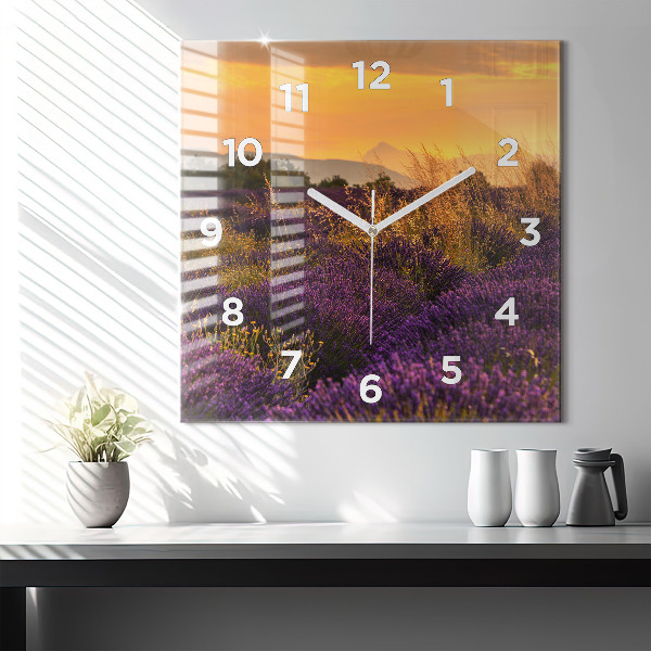 Square wall clock Lavender meadow France