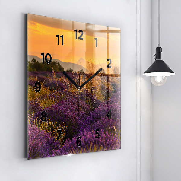 Square wall clock Lavender meadow France